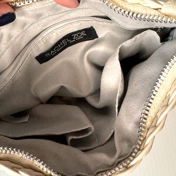 RACHEL ZOE Shoulder Bag Clutch Woven Cream Modern Minimalist Neutral Capsule - Picture 10 of 16